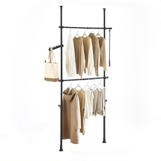 Porte-vêtements télescopique SoBuy - Système de rangement réglable - Système de tringles à vêtements - L(75–126) × H(200–295) cm, noir, FRG109-II-SCH