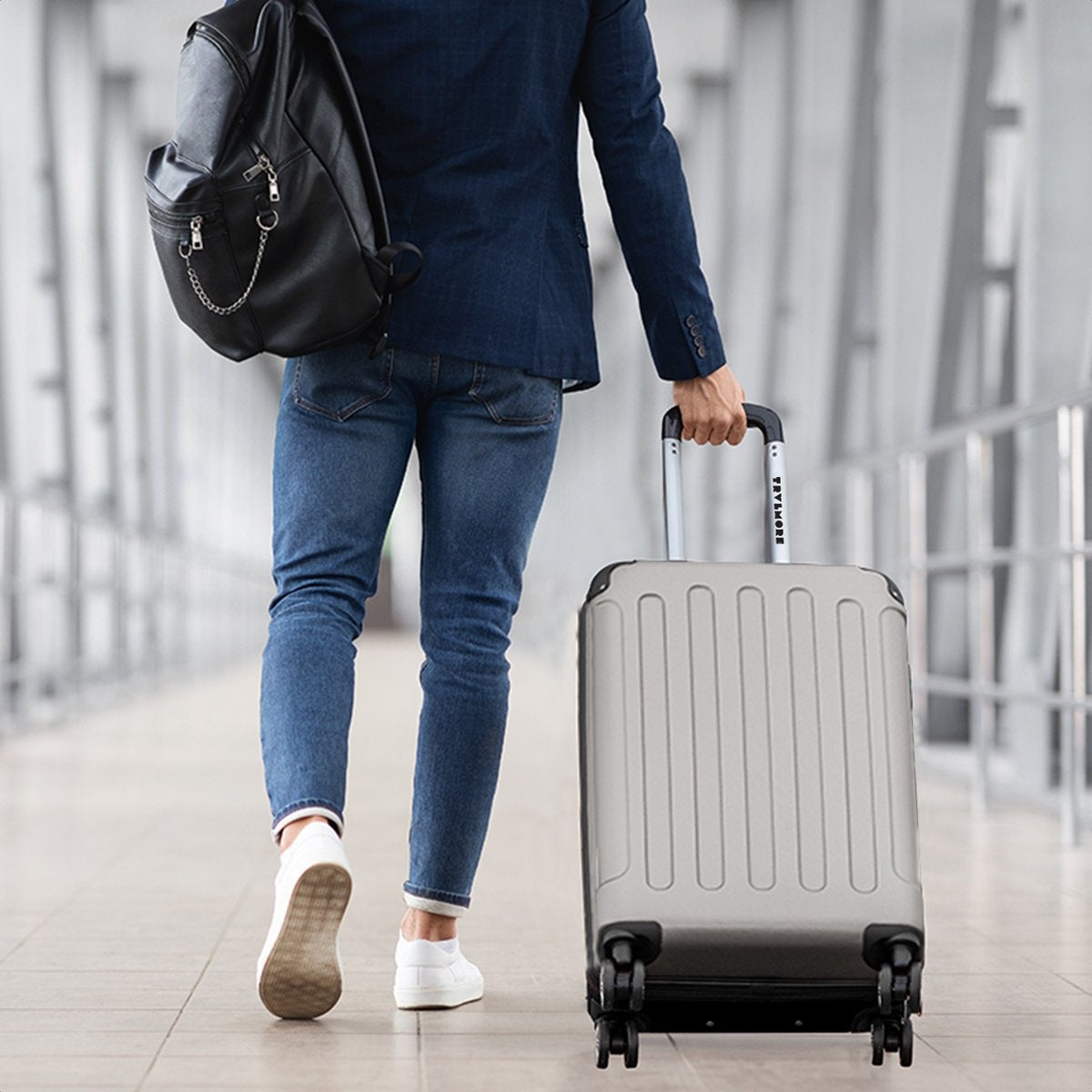 TRVLMORE Bagage à main Valise à roulettes - Serrure à chiffres - 54x36x20cm - 38L - Champagne