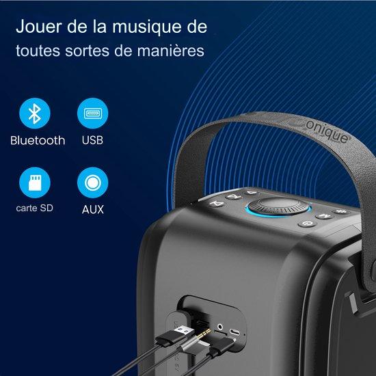 Auronic Partybox - Bluetooth - Enceinte de fête - Boîte à musique - Éclairage des disques - Connexion USB, AUX et carte SD - Noir
