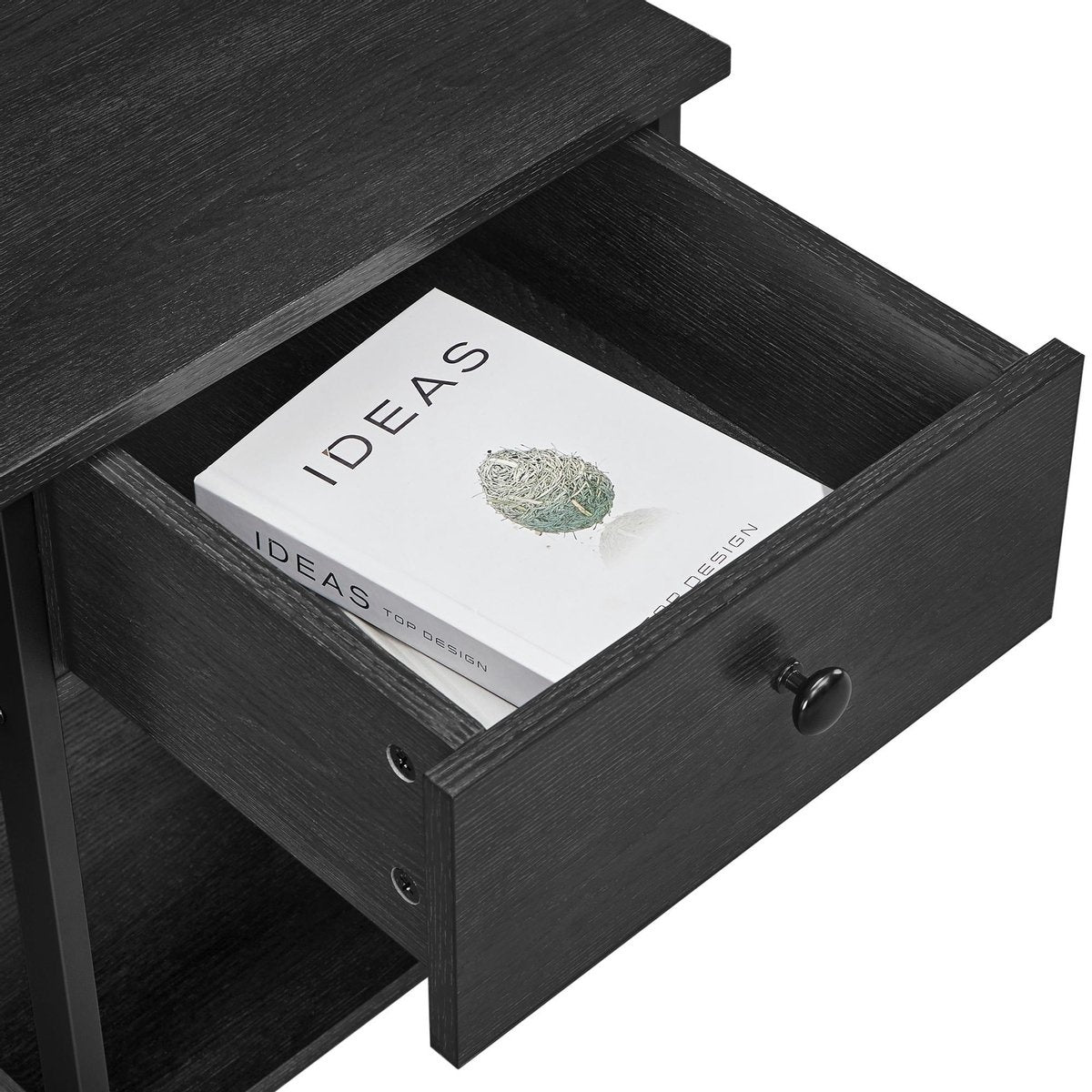 O'DADDY® Tables de chevet industrielles - table d'appoint - table de chevet avec tiroir - 40 x 40 x 55 cm - noir/gris foncé