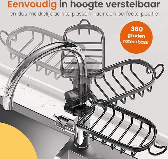 Goliving Support de douche suspendu - Support de douche - Sans perçage - Support de cuisine - Organisateur d'évier - Accessoires de salle de bain - Lot de 2 - Argenté