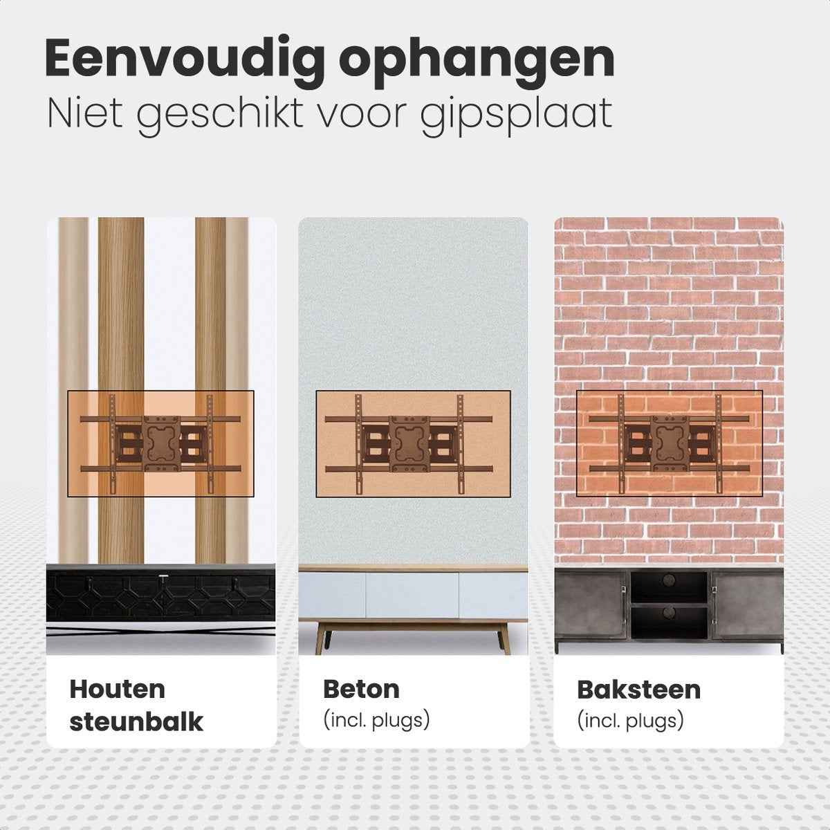 Support TV - Auronic - Rotatif et inclinable - 23 à 60 pouces - jusqu'à 45 KG - Noir