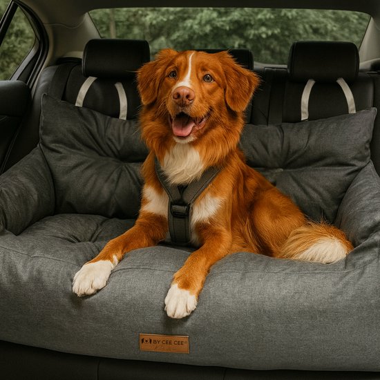 By Cee Cee Car Seat Dog - Premium Car Basket Dog - Dog Basket Car With Safety Strap - Dog Seat - Car Seat - All Season - Grey - Size L - Large Dogs
