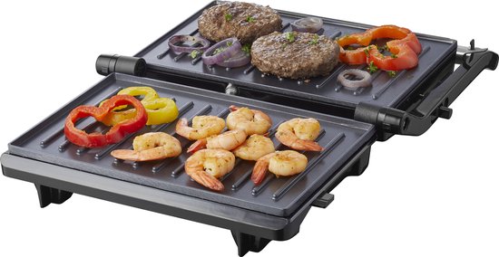 Tomado TGC2001S - Petit gril de contact - Grille-pain - Sans PFAS - Noir/ acier inoxydable - 750 watts