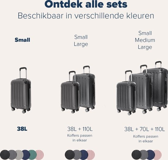 TRVLMORE Bagage à main Valise à roulettes - Serrure à chiffres - 54x36x20cm - 38L - Gris foncé