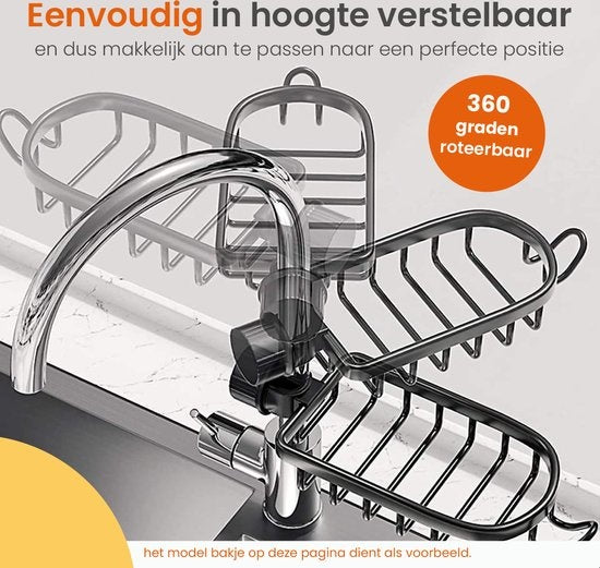 Goliving Support de douche suspendu - Support de douche - Pas de perçage - Support de cuisine - Organisateur d'évier - Accessoires de salle de bain - Double espace - Noir