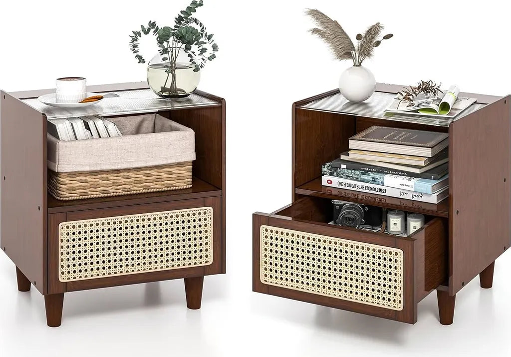 Tables de chevet Coast avec tiroir – Lot de 2 – 43 x 35 x 50 cm – Marron