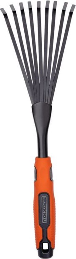 BLACK+DECKER Râteau à main - 38.8 CM - Poignée ergonomique - Facile à suspendre - Noir/Orange