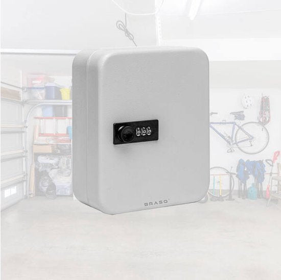 BRASQ Coffre à clés 20 clés avec serrure à combinaison - Coffre à clés, armoire à clés KC300 Gris avec serrure à combinaison