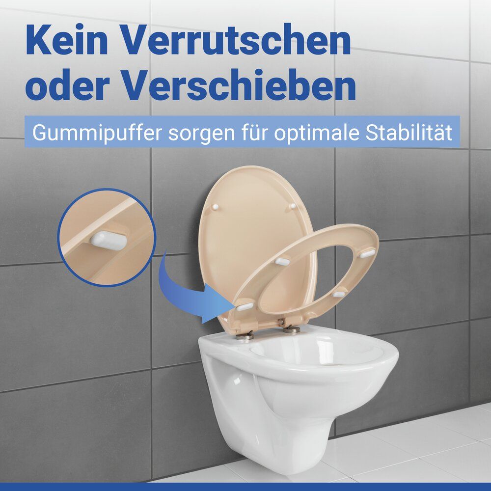 Siège de WC WENKO Ottana beige - Duroplast - Easy-Close - Fix-Clip
