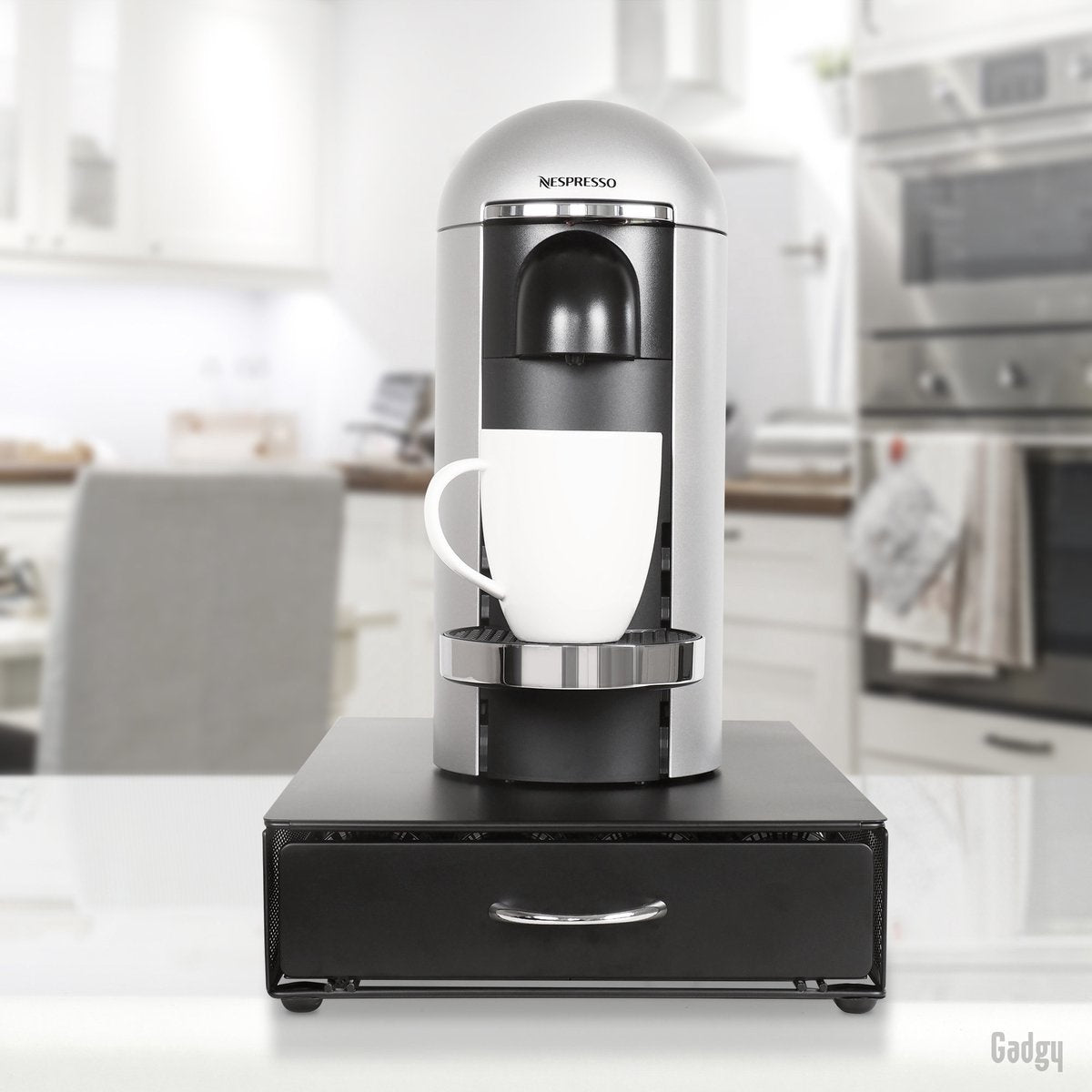 Gadgy Porte-capsules pour 40 tasses Vertuo - Porte-tasses à café avec tiroir - Noir - acier inoxydable