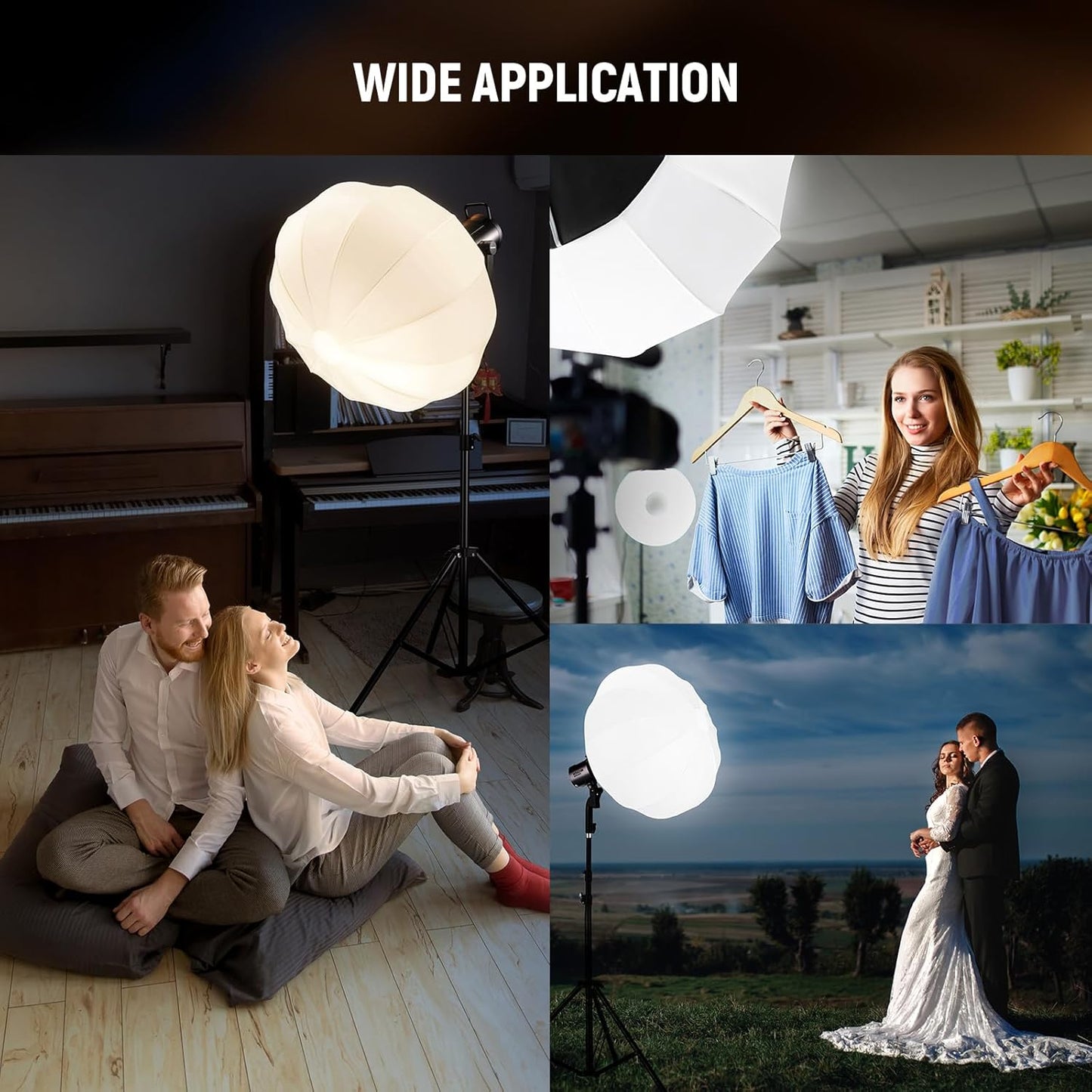 Softbox Neewer 50 cm, blanche - Diffuseur de lumière à fixation rapide à 360° avec monture Bowens pour lampes vidéo LED