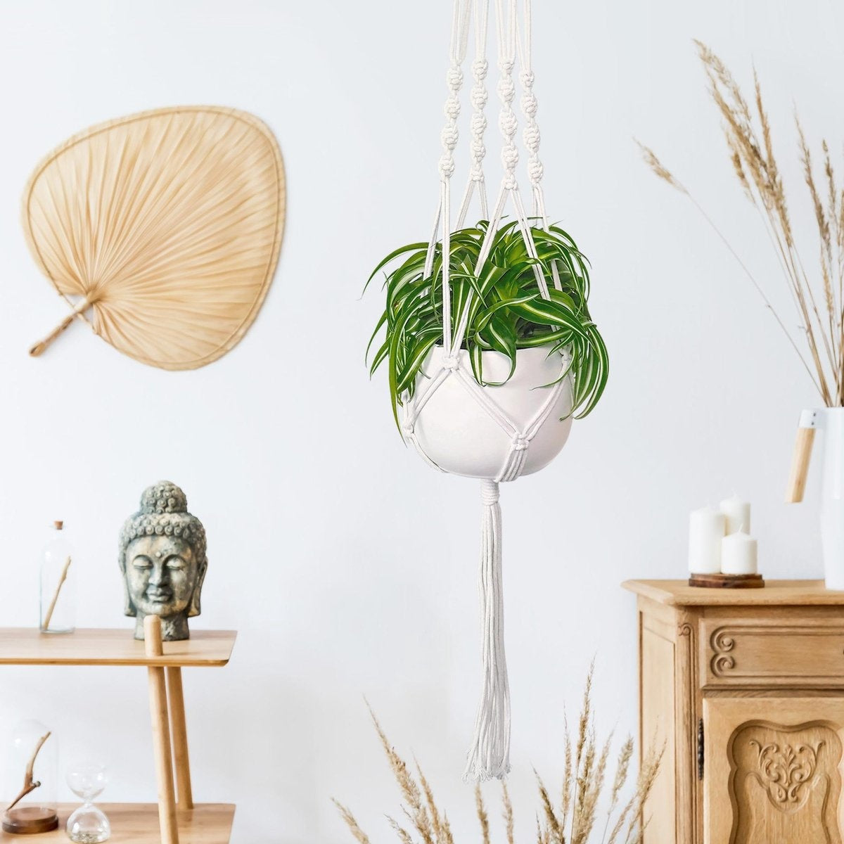 Gadgy Plant Hanger Macramé - Corde tressée de luxe en coton - 3 pièces - suspension de pot de plante - pot suspendu