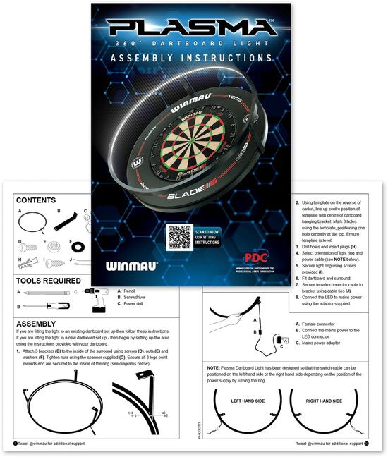 Ensemble Winmau Plasma Ice Light Pro-Line Surround, blanc