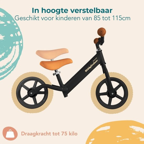 LifeGoods KiddyCruiser Balance Bike - 2 ans - Garçons/ filles - Noir