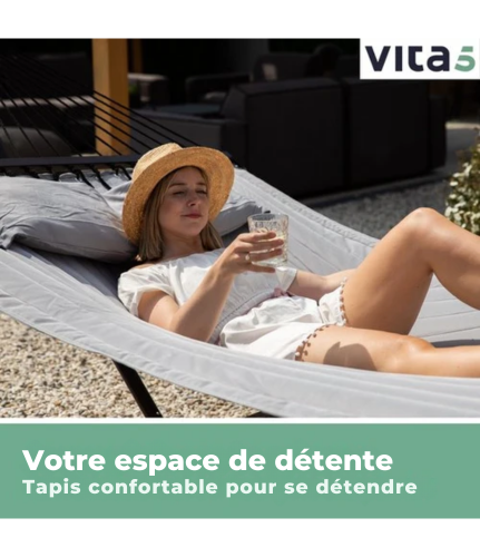 Hamac de jardin - Vita5 - Toile de hamac + socle - Résistant aux UV - Gris