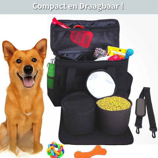 Sac de voyage pour chien – Sac pour chien avec compartiments à nourriture – Sac de voyage – Chien ou chat – 37 x 15 x 30 cm