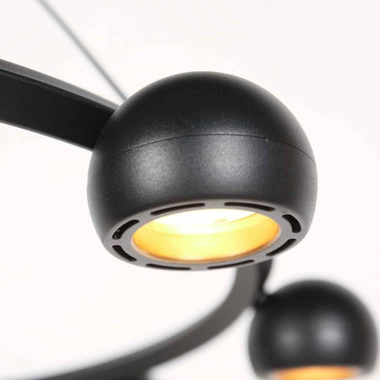 Suspension ronde noire à 8 lampes Marcadore, ø 60 cm - Orientable, réglable en hauteur, plastique/métal - Steinhauer