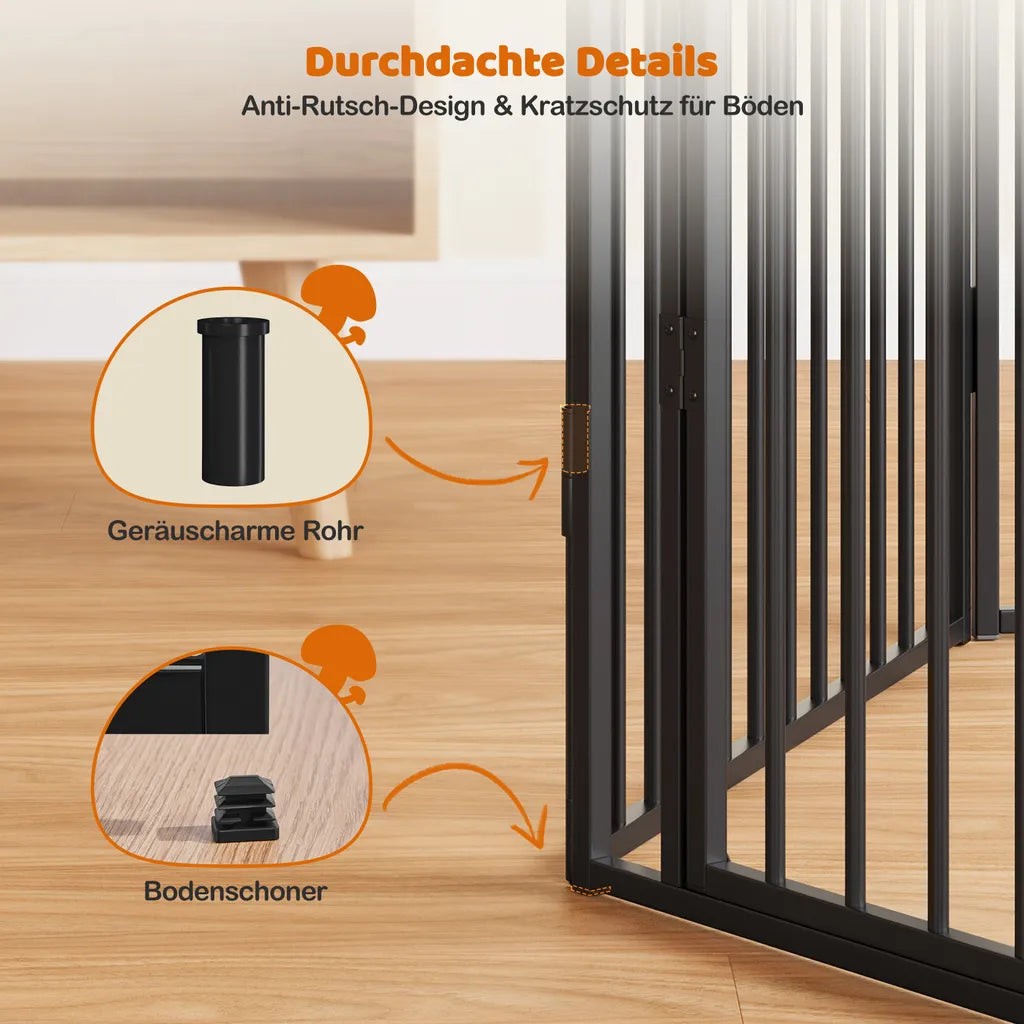 Yaheetech Enclos pour chiots et chiens, 8 panneaux - Noir - 80 cm de hauteur - Pliable, avec porte et verrou de sécurité