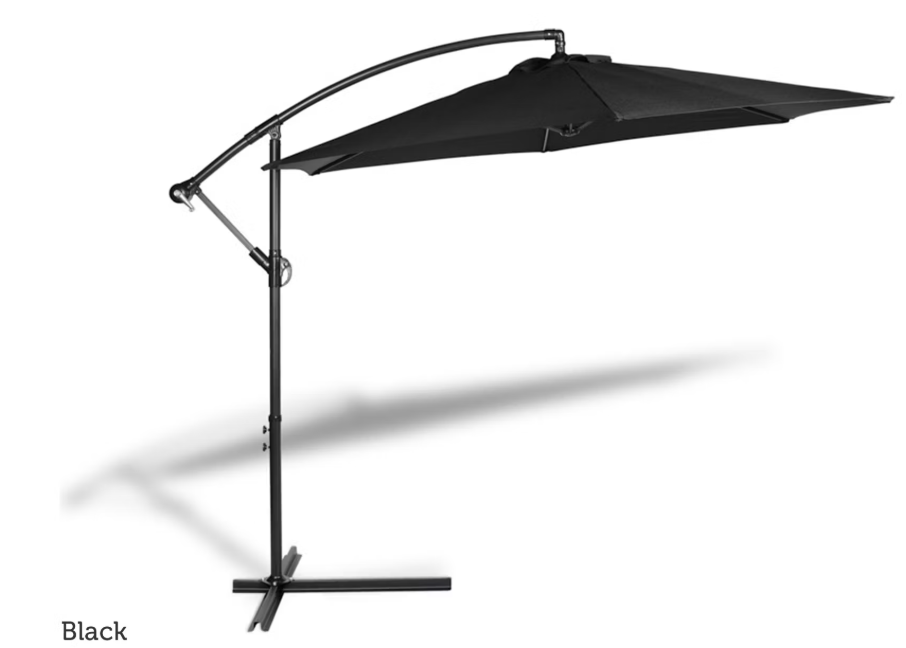 909 Outdoor - Parasol suspendu - Ø 300 cm - Avec base en croix - Anthracite - Parasol flottant - Résistant aux UV et hydrofuge - Réglable