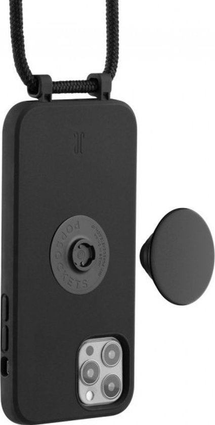 Apple iPhone 13 Pro Case - Just Elegance - PopGrip Series - Coque arrière en TPU - Noir - Coque adaptée à l'Apple iPhone 13 Pro