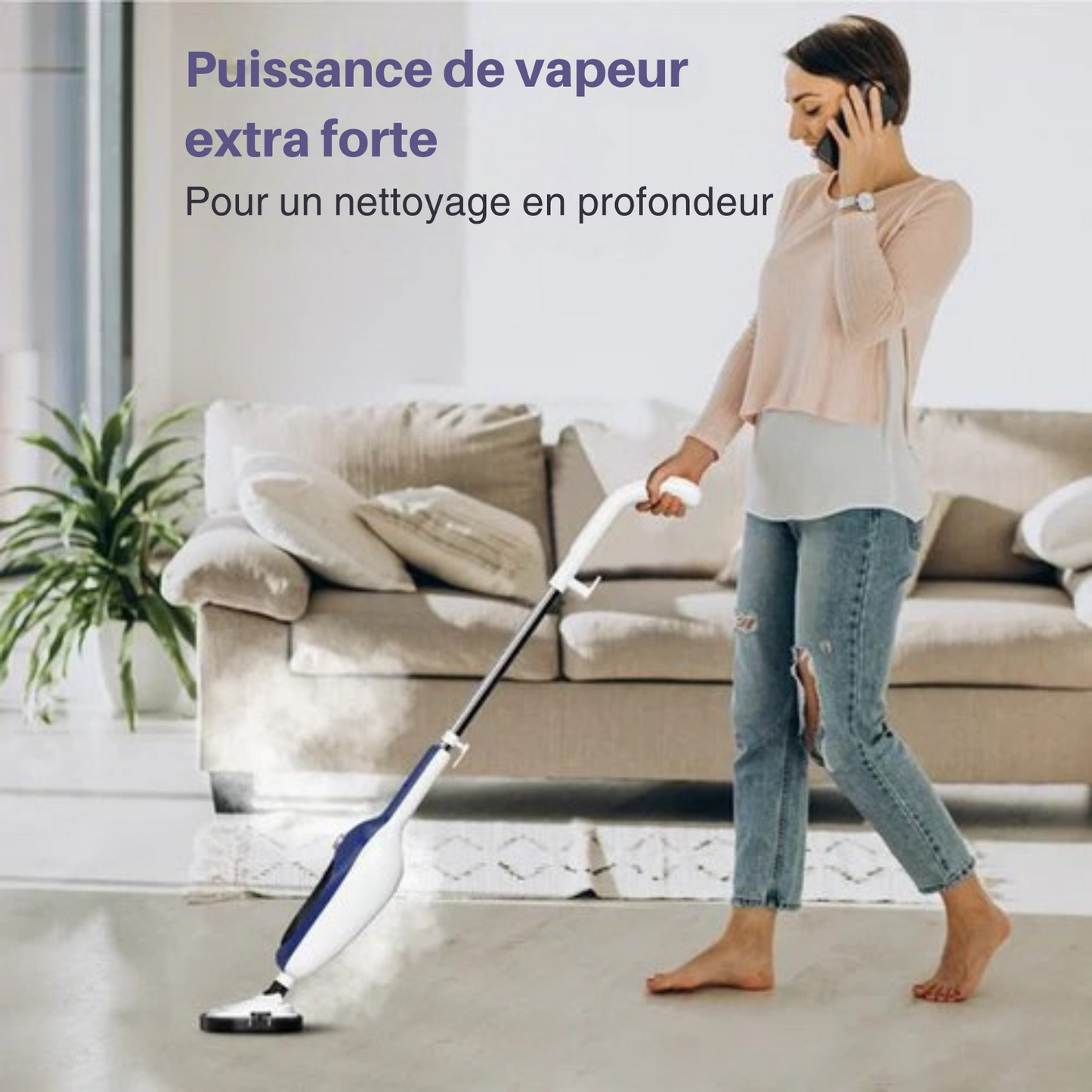 Aspirateur Vapeur 12 en 1 – LUMAN - Nettoyeur vapeur et défroisseur à main – Détachant – 10 embouts et 3 chiffons– Bleu