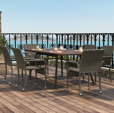 Yaheetech : lot de 2 chaises de jardin en rotin - Gris - 58 x 58 x 84 cm - Empilables, avec accoudoirs