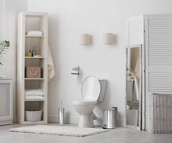 BADIONA Poubelle - Couvercle Softclose et bac intérieur amovible - 5 litres - 22 x 22 x 29 cm - Argent/Noir