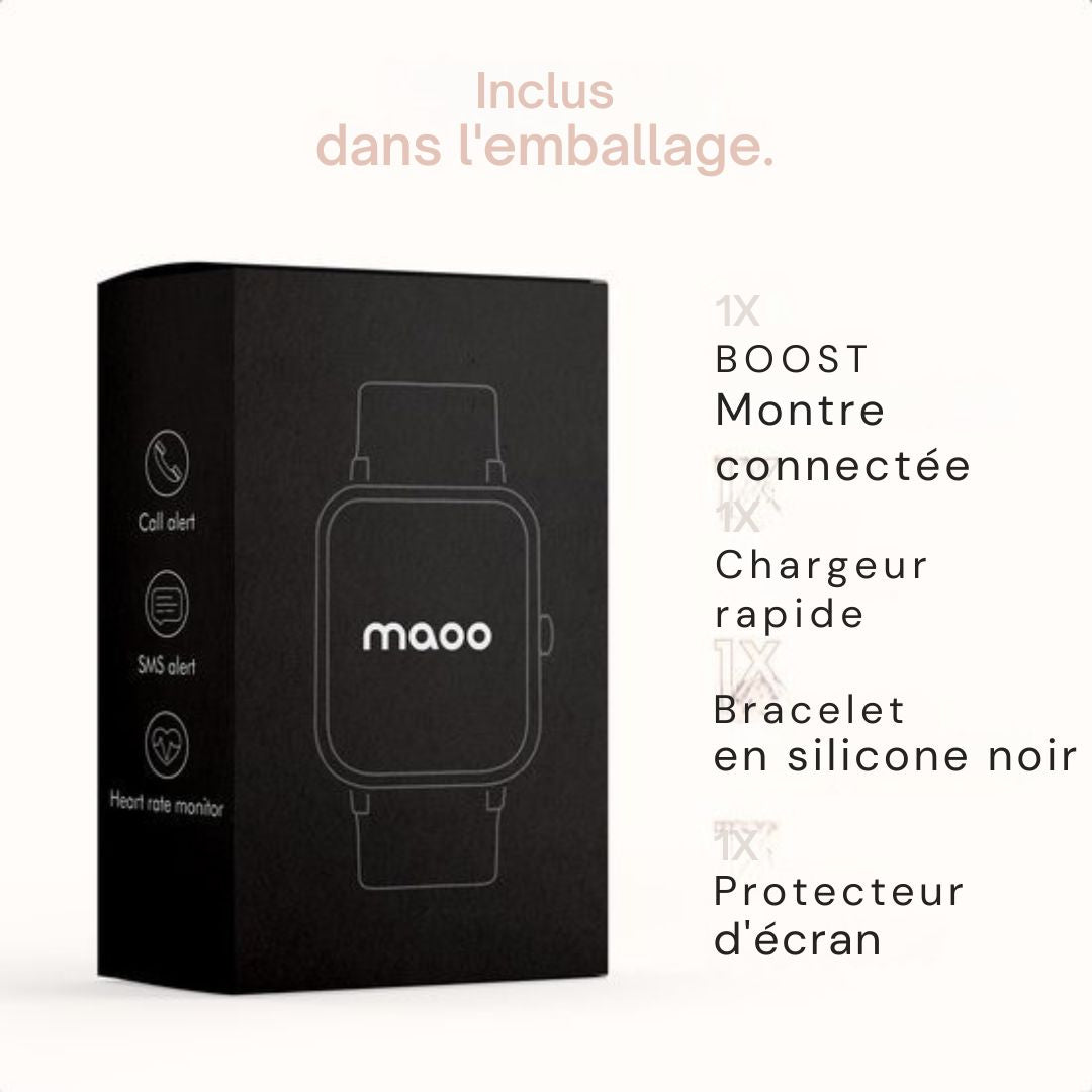 Montre connectée - MAOO BOOST Smartwatch - protecteur d'écran inclus - étanche - femmes - podomètre - rose