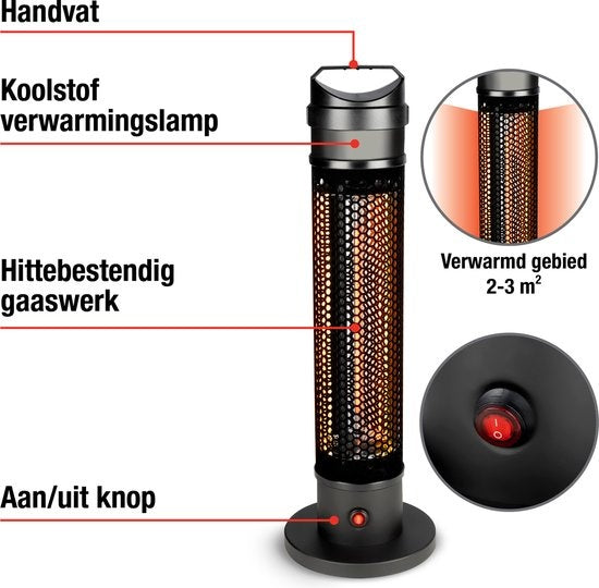 alpina Heater Chauffe-terrasse - Chauffage infrarouge - IP44 résistant aux éclaboussures - 800W