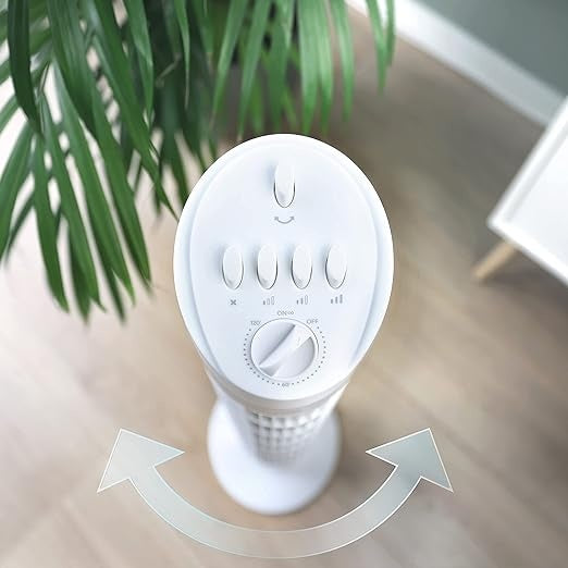 Ventilateur - JAP Québec - 3 vitesses - Ventilateur de tour - Minuteur - Ventilateur colonne oscillant - Ventilateur sur Pied - Blanc