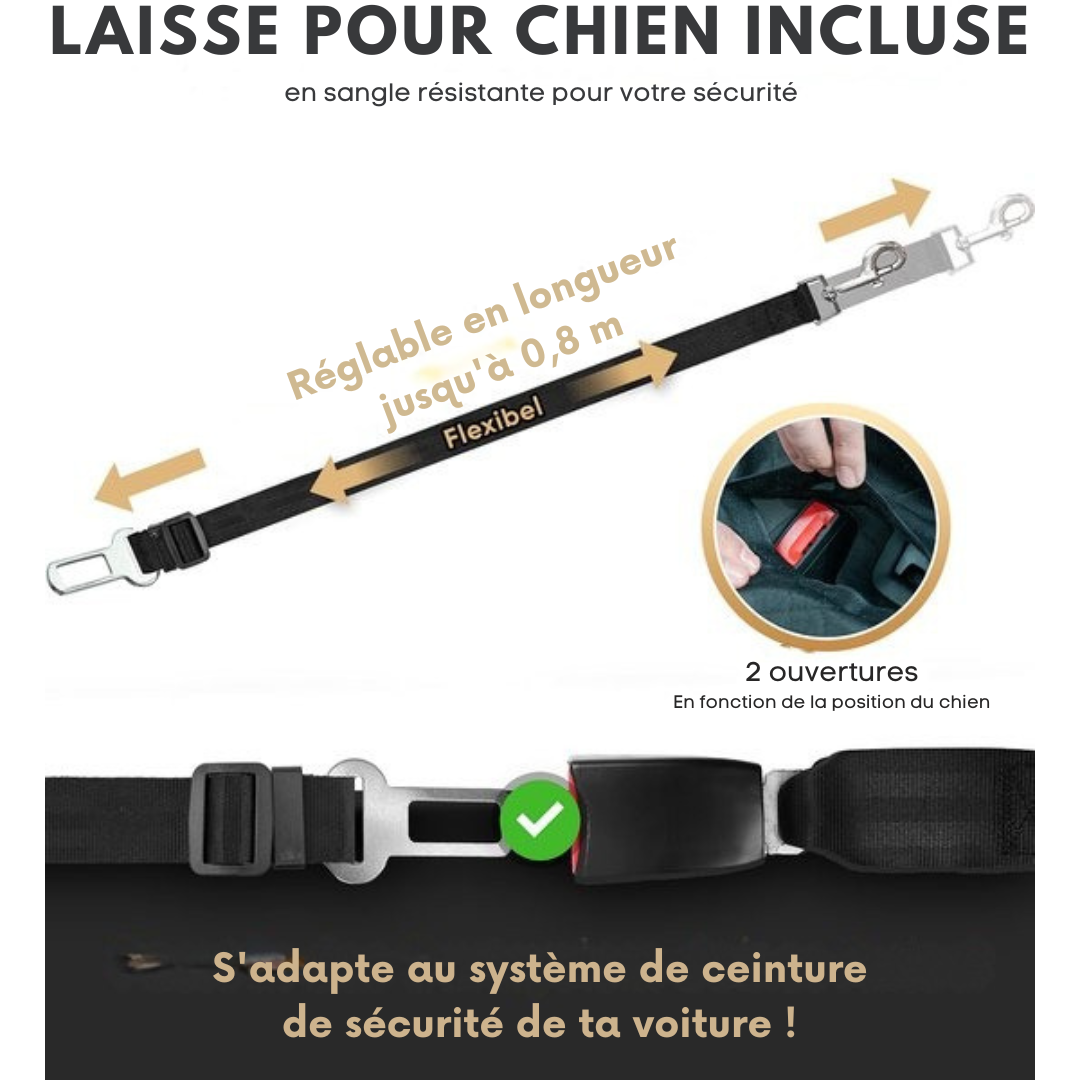 Housse de voiture pour siège arrière de chien - HELDENWERK - imperméable et résistante aux rayures - avec protection latérale et fenêtre de visualisation - noir
