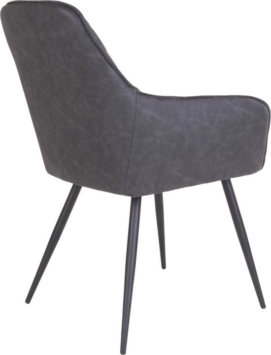House Nordic Harbo Dining Chair Vegan Leather Dark Grey - Set of 2