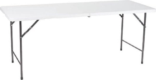Perel Table pliante, pliable, résistante aux intempéries, poignée, maximum 100 kg, blanc