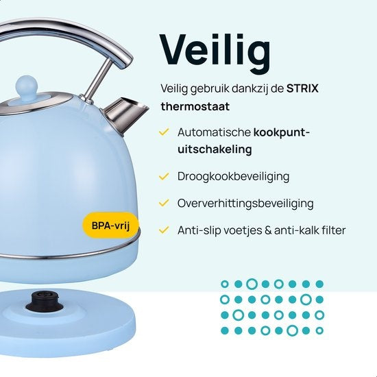 MOA Retro Kettle - Bleu pastel - Électrique - acier inoxydable - EK4TBL