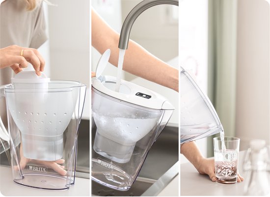 Carafe filtrante BRITA Marella Cool - 2,4 L - Blanche - avec 3 cartouches filtrantes MAXTRA PRO Pure Performance - Lot économique