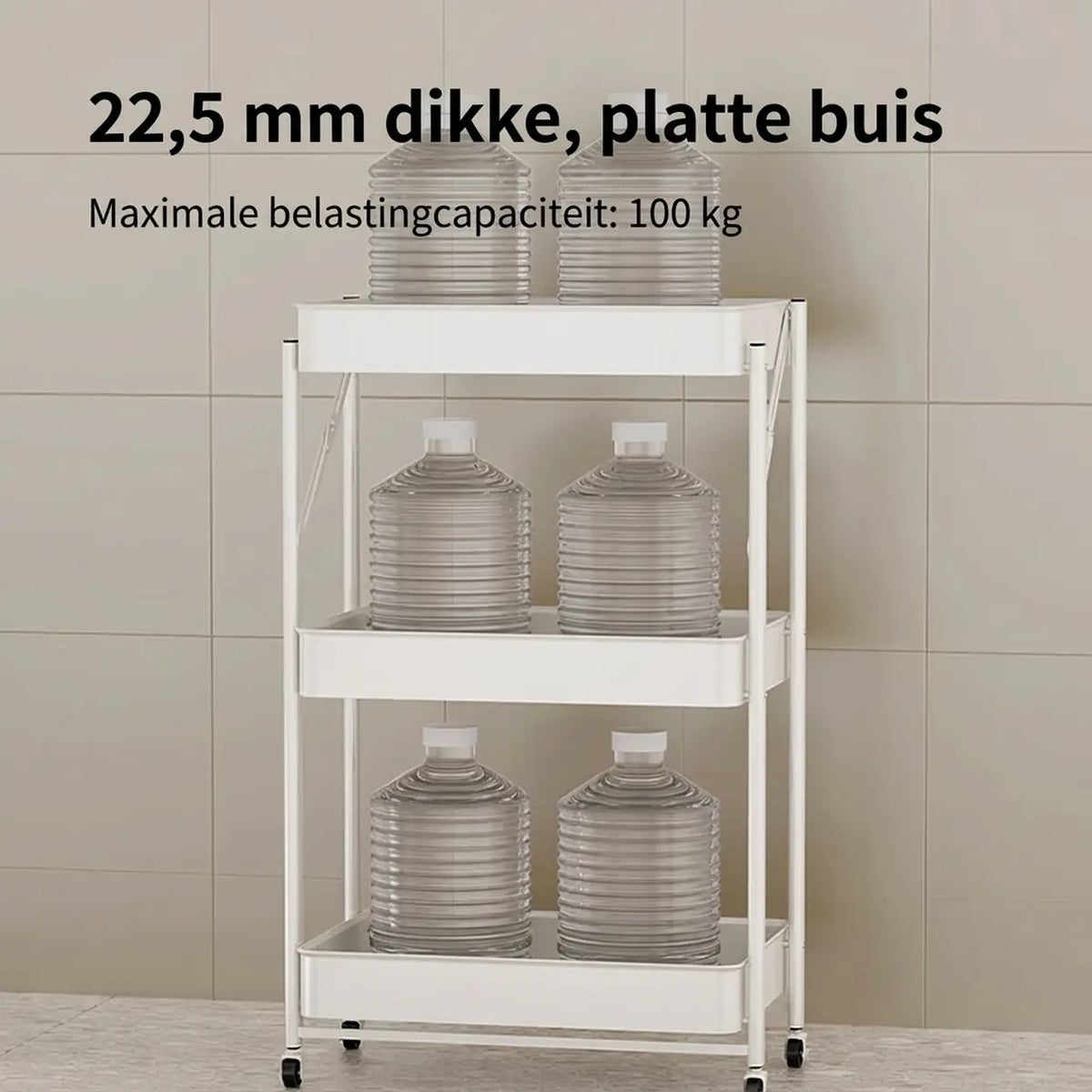 Chariot de cuisine pliable J.ZAO - 30 × 45 × 77 cm - Blanc - 3 niveaux - Mobil et sans montage