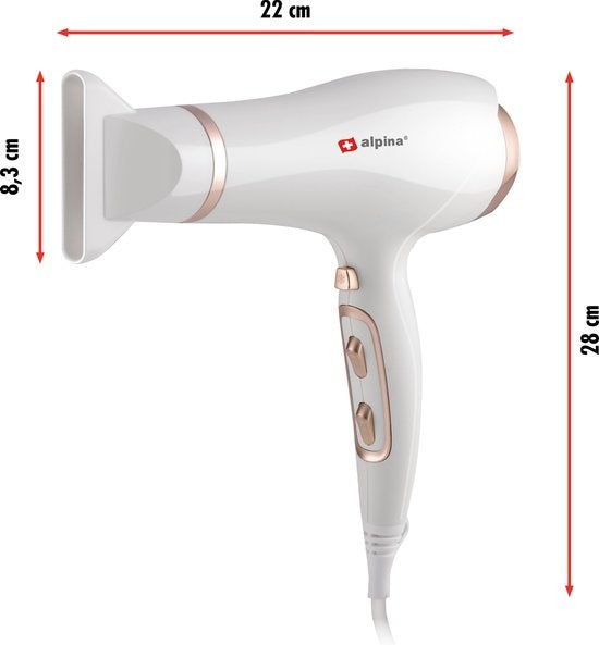 alpina Fohn - Sèche-cheveux - 2300W - Coolshot - Blanc/Rose