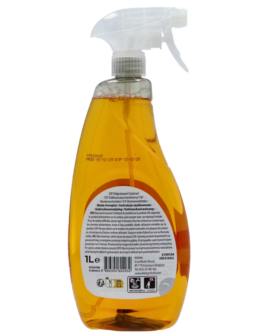 Spray dégraissant pour cuisine Cif 1 L - 1 000 ml - Dégraissant puissant