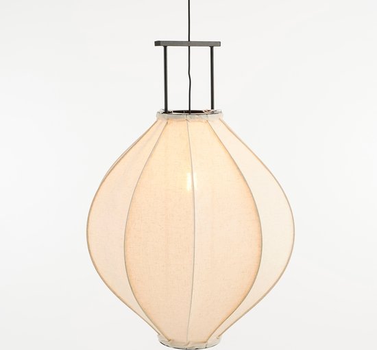 Lampe pendante - Mica Decorations  - H94 x Ø70 cm - Lin - Blanc cassé