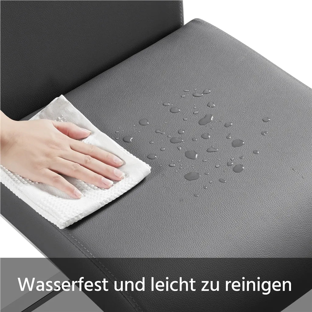 Yaheetech, lot de 2 chaises de salle à manger - Gris foncé - Chaises cantilever en cuir PU avec structure métallique