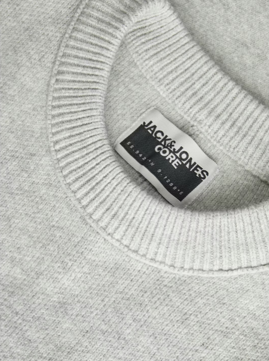 Jack & Jones Max Knit Crew Sweater - Light Grey Melange - XL