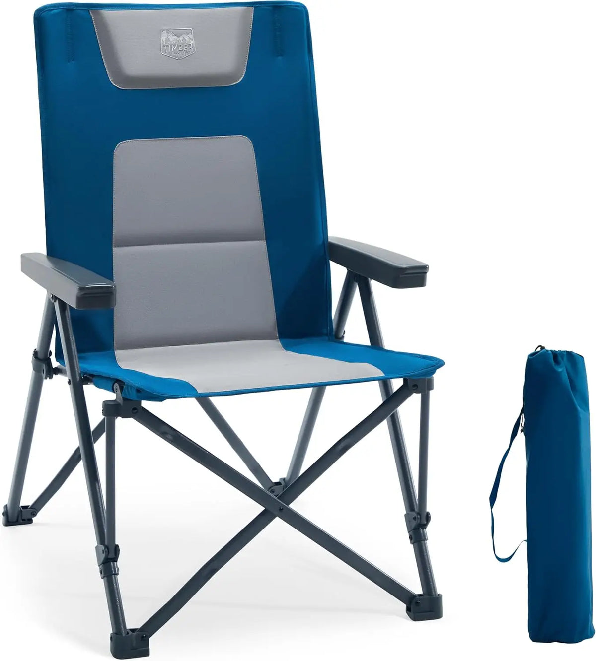 Ensemble de 2 chaises de camping pliantes Timber Ridge – Capacité de charge de 260 kg – Bleu – Polyester et acier