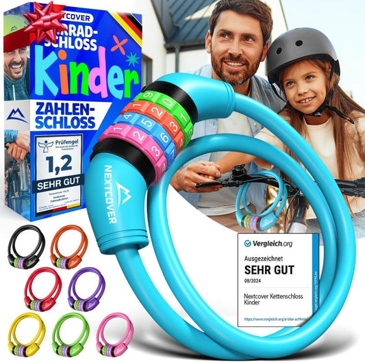 NEXTCOVER® Antivol pour vélo d'enfant avec code à 4 chiffres - Antivol à combinaison avec chiffres colorés