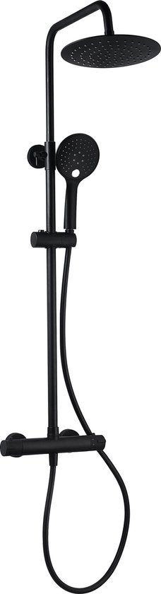 Colonne de douche Allibert Loft-Game - Douche pluie - Ø 22,5 cm - Avec mitigeur thermostatique - Noir mat