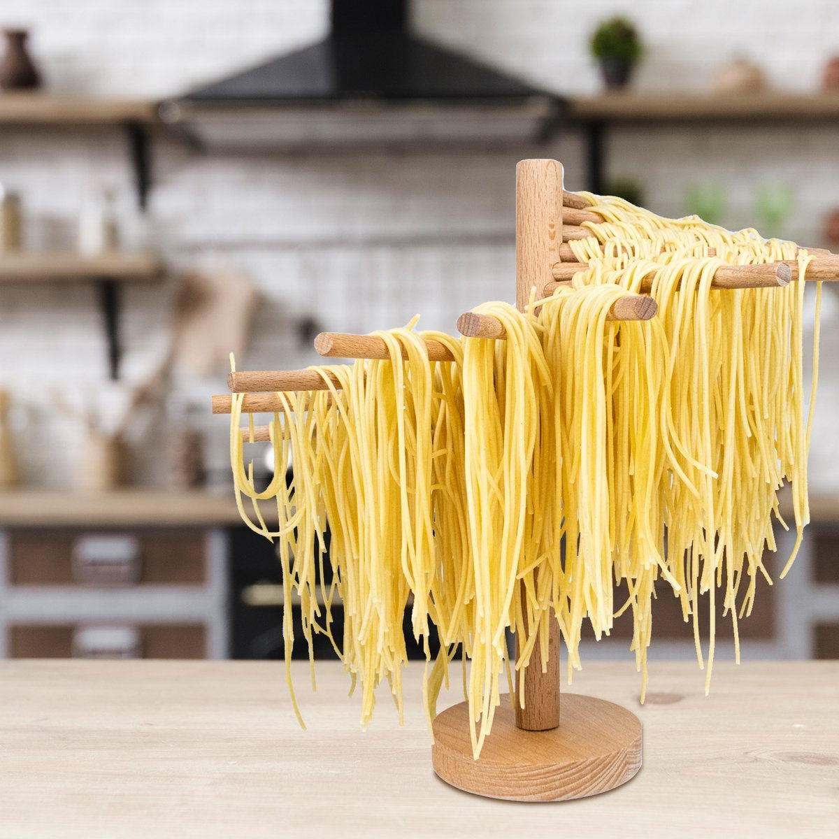 Nimma® Portoir pour le séchage des pâtes - Portoir pliable pour les pâtes - Fabriquez vos propres spaghettis - Jusqu'à 2,5 KG - Bambou