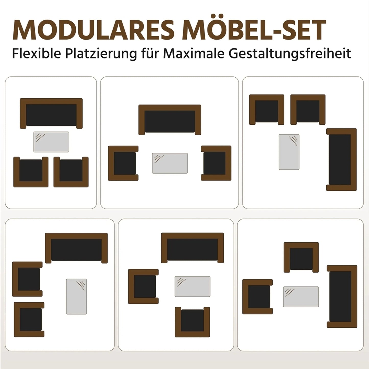 Yaheetech Garden Set Lounge Set 4-Piece - 100 x 59.5 x 83.5 cm - Equipé d'un plateau de table en PE-Rattan tressé à la main et de coussins lavables - Pour le jardin et le balcon - Polyéthylène noir et métal