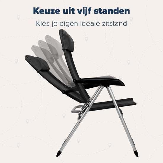 TRVLMORE Chaises de camping - pliables - 2-Pack - capacité de charge de 110KG - réglables - chaise pliante - chaise de pêche - chaise de camping - chaise pliante - noir