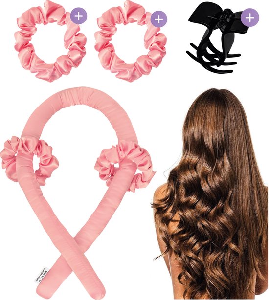 Soft & Silky Heatless curls - Satin - Incl. 2 chouchous et 1 pince à cheveux - Rouleaux à cheveux - Boucles - Boucles sans chaleur - Boucle à cheveux - Produits pour cheveux bouclés