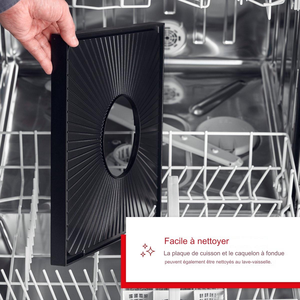 Grill multifonction Solis 796, 3 en 1 Fondue, Raclette et Pierrade, 8 personnes, Argent/Noir